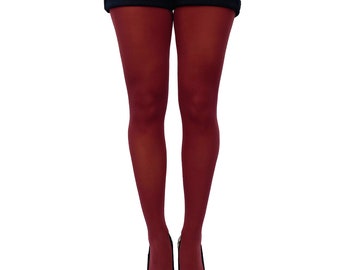 Burgundy Opaque Tights for Women, a 80 deniers opaque full tights