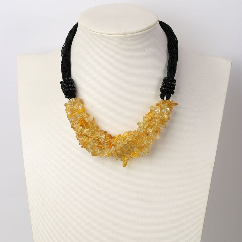 Citrine Natural Stone Natural Stone Necklace Cluster Necklace Dangle Earrings Necklace Sets Sterling Silver Earrings Gemstone Choker