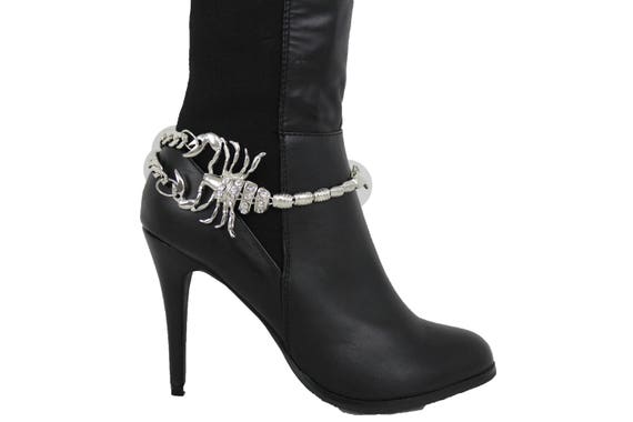 Women Gold Metal Chains Boot Bracelet Anklet Shoe Charm Jewelry Scorpion Pendant