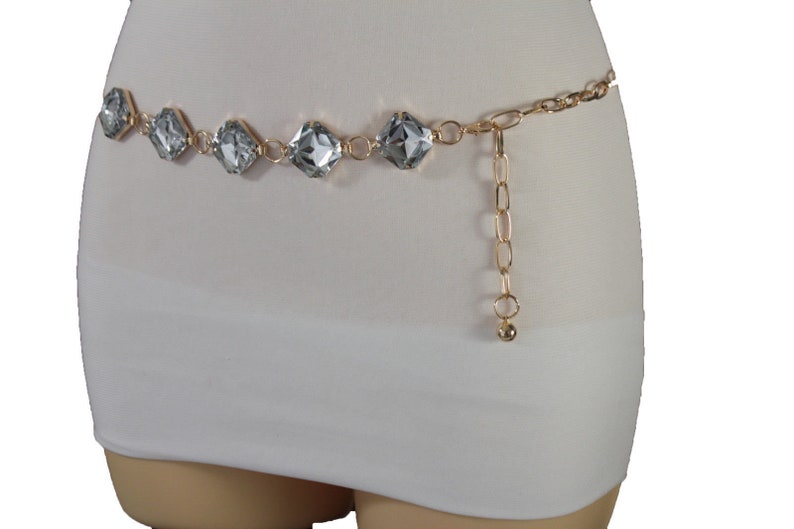 New women belt fashion high waist hip gold chains metal rhino charms size XS S M