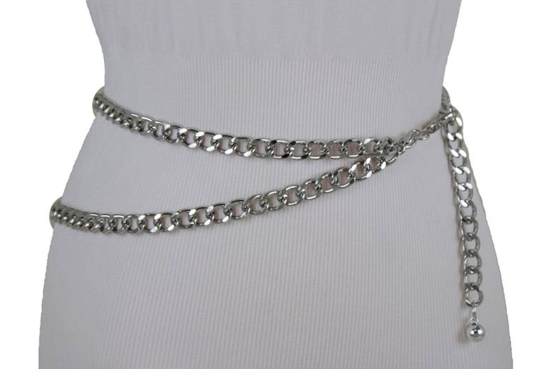 New Women Silver Thick Metal Chunky Chain Link Fashion Belt Etsy