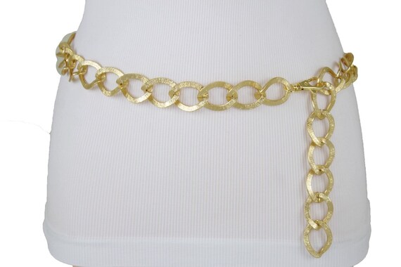 WOMEN HIP WAIST CLASSIC GOLD METAL BUCKLE BLACK FASHION SKINNY BELT SIZE M L