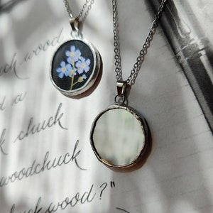Doppelseitige Spiegel Halskette FORGET ME NOT dark Academia Paranormal Schutz Halskette Handgemachter Schmuck Empath Zauber Amulett Praktische Magie