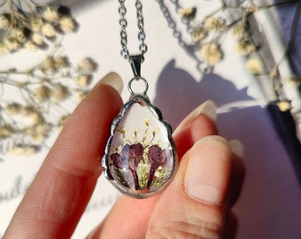 Lilac necklace gift for women Pressed flower necklace Terrarium necklace Mothers day gift