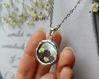 Lilac necklace gift for women Pressed flower necklace Terrarium necklace Mothers day gift