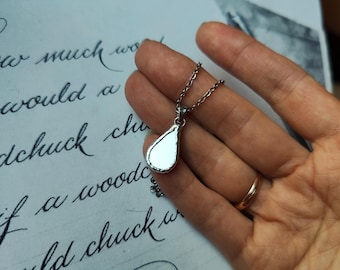 Two-sided mirror necklace drop for protection Small mirror pendant Paranormal necklace Handcrafted artisan jewelry Glass magic pendant