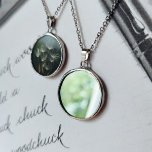 Doppelseitige Spiegel und Löwenzahn Halskette Paranormal Schutz dunkel Academia Halskette Schmuck Handgemachter Schmuck Oney Schutz Oney Zauber Amulett