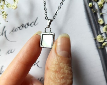 Small mirror necklace Mirror empath protection paranormal necklace  Dark academia Handmade jewelry Stained glass necklace Celestial necklace