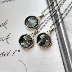 Double Sided mirror and dandelion necklace Paranormal protection dark academia necklace Handmade jewelry empath protection Oney spell amulet