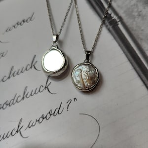Double-sided pendant mirror Necklace Pearl Baroque Pendant - Handmade Gothic Jewelry, Scrying Protection Celestial Pendant for Men, Women