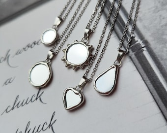 Protective Mirror Amulet Necklace: Handmade Stained Glass Pendant
