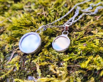 Small mirror necklace Dark academia Gothic choker Handmade jewelry Stained glass Celestial necklace Mirror pendant Small mirror pendant