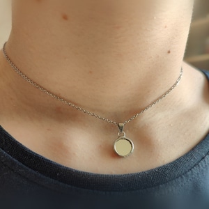 Small round mirror necklace, protective double sided pendant, handmade gothic energy jewelry