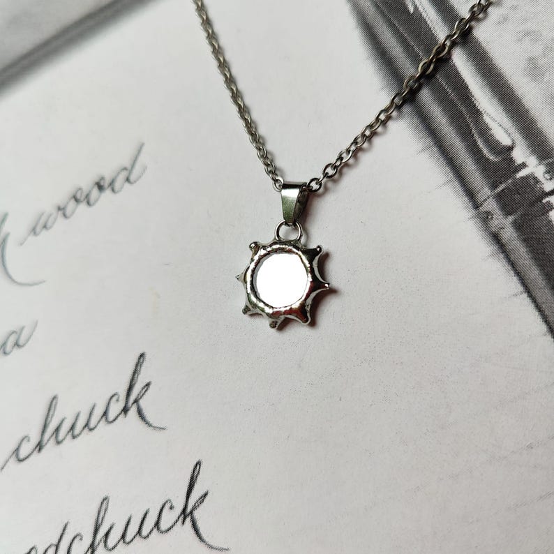 Small mirror necklace Paranormal protection necklace Gothic choker Handmade jewelry Stained glass Celestial necklace Small mirror pendant image 6