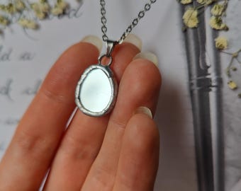 Mirror necklace Dark academia Gothic necklace Handmade jewelry 18th birthday gift Stained glass Celestial necklace Small mirror pendant