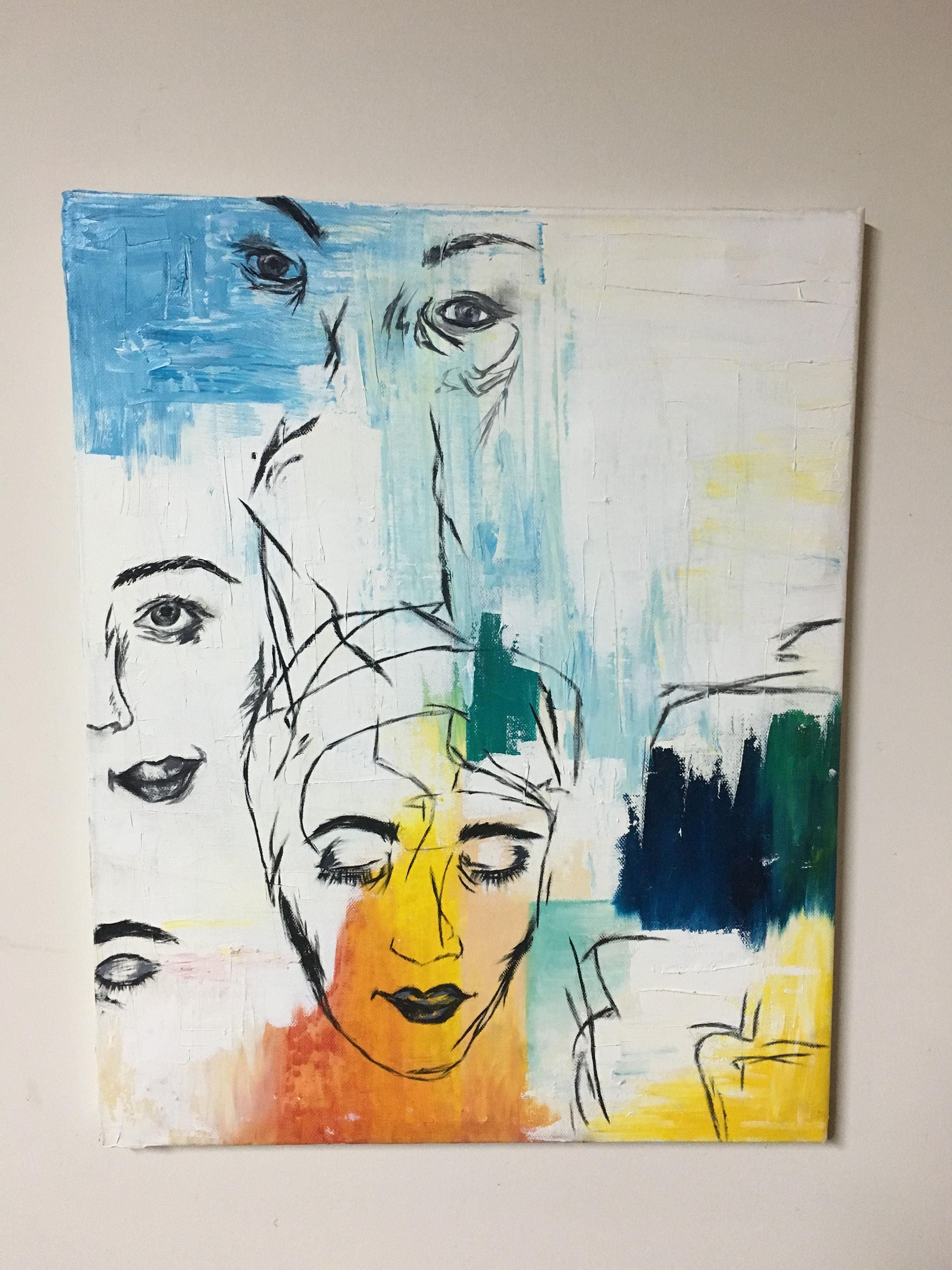 Many Faces Not Much Detail Hand Painted Oil On Canvas Etsy