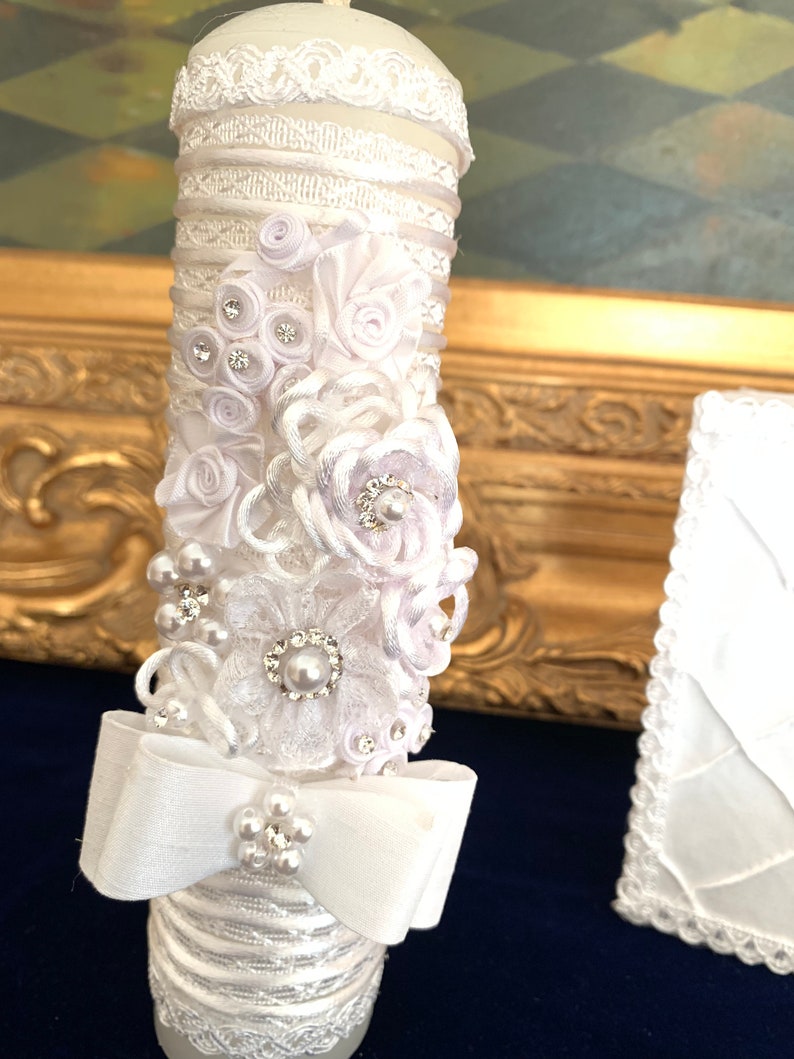 Baptism Kit Catholic Handmade includes Rosary Towel Candle and Etsy