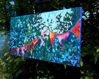 Impressionist Garden, Bright and Vibrant Garden Painting, Original Impressionist Oil Painting, Contemporary Art for Housewarming Gift