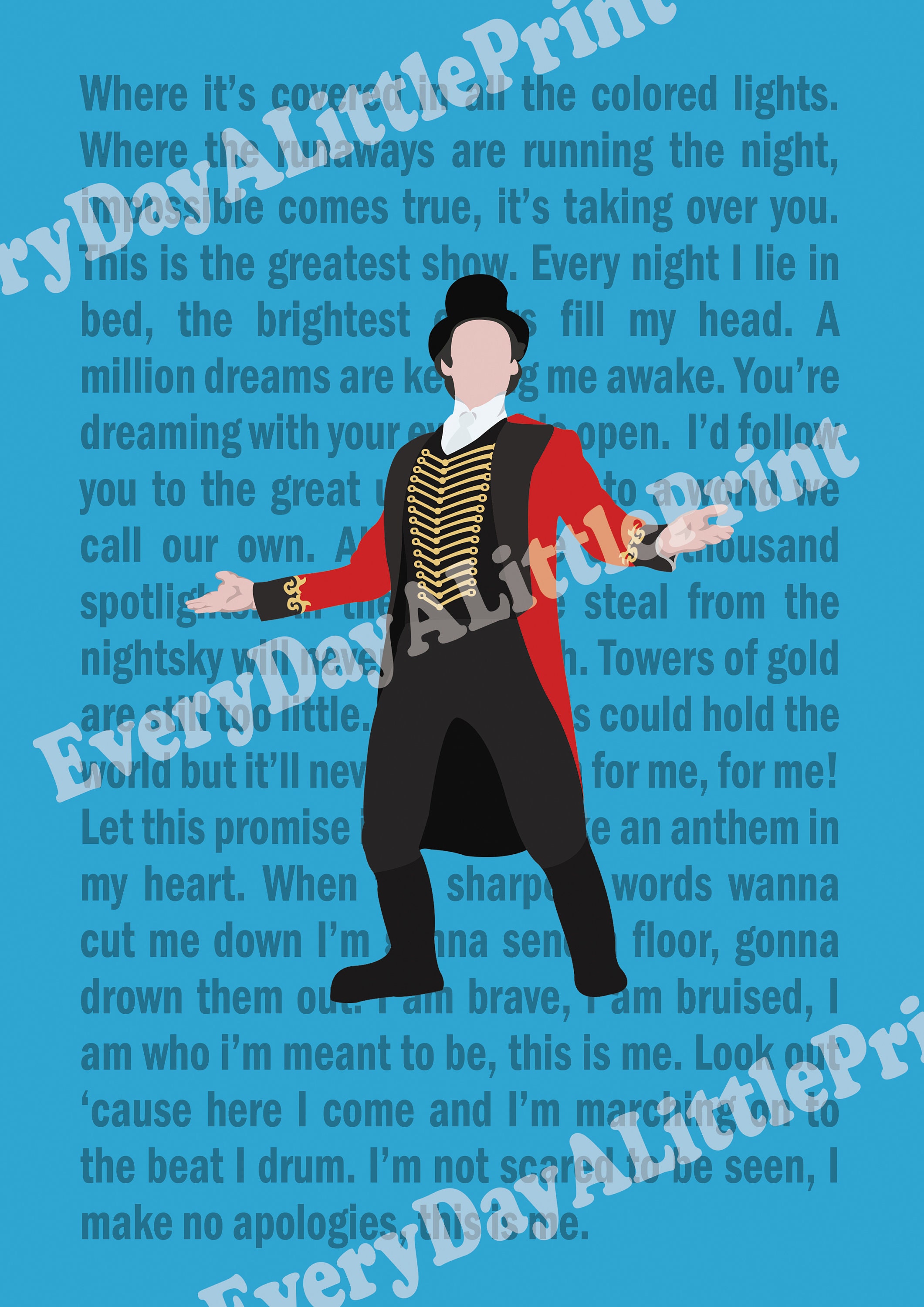 The Greatest Showman Lyrics Poster W/ P.T. Barnum Instant 