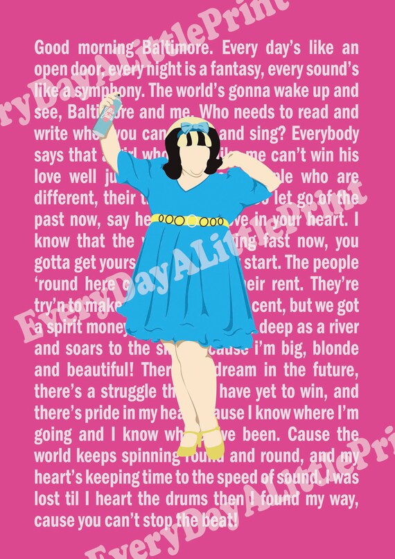 Hairspray Lyrics Musical Poster W Tracy Turnblad Instant Etsy Australia