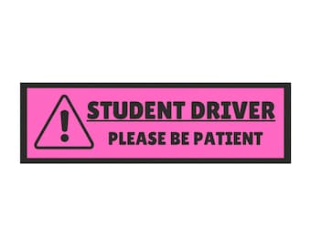Student Driver Car Magnet Pink 10x3 inches