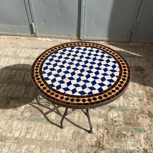 Majestic Marrakesh – Handcrafted Moroccan Bistro Table with Zellige Tiles