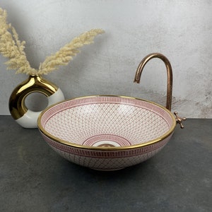 Custom made brown modern sink & gold rimmed for luxury bathrooms