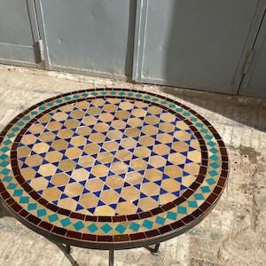 Majestic Marrakesh – Handcrafted Moroccan Bistro Table with Zellige Tiles