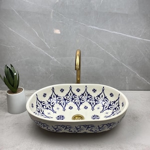 Custom made Oval handcrafted ceramic bathroom vessel sink countertop green design for vanity
