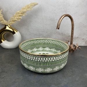 CHEBKA 14k gold rimmed & ceramic sink - luxury bathroom handcrafted washbasin