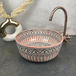 Custom made geometric pink basin sink - countertop vanity antique bathroom washbasin