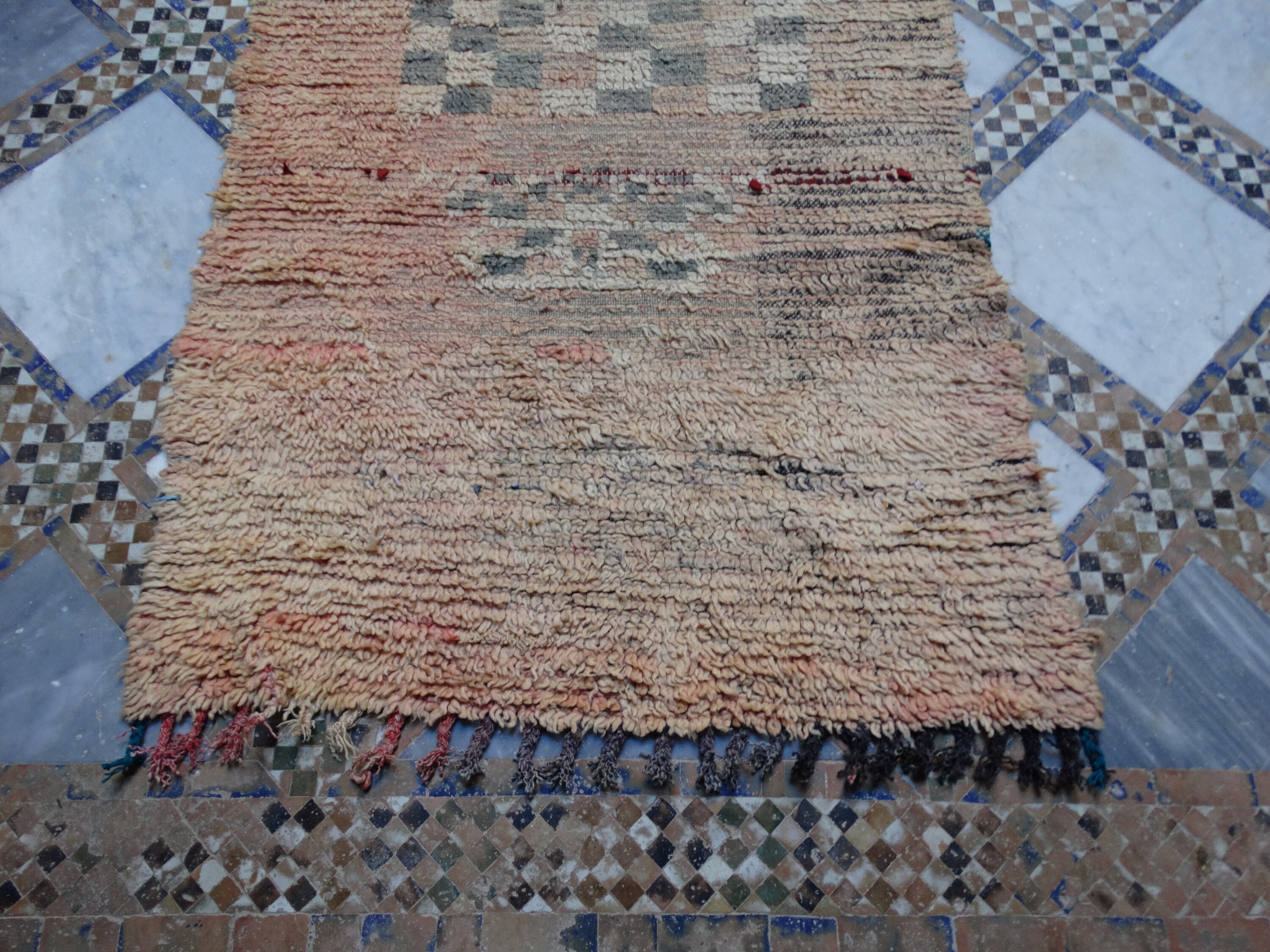 Stunning Runner Vintage Moroccan Boujaad Rug Handmade Colorful Old Legacy Beni Ourain Berber