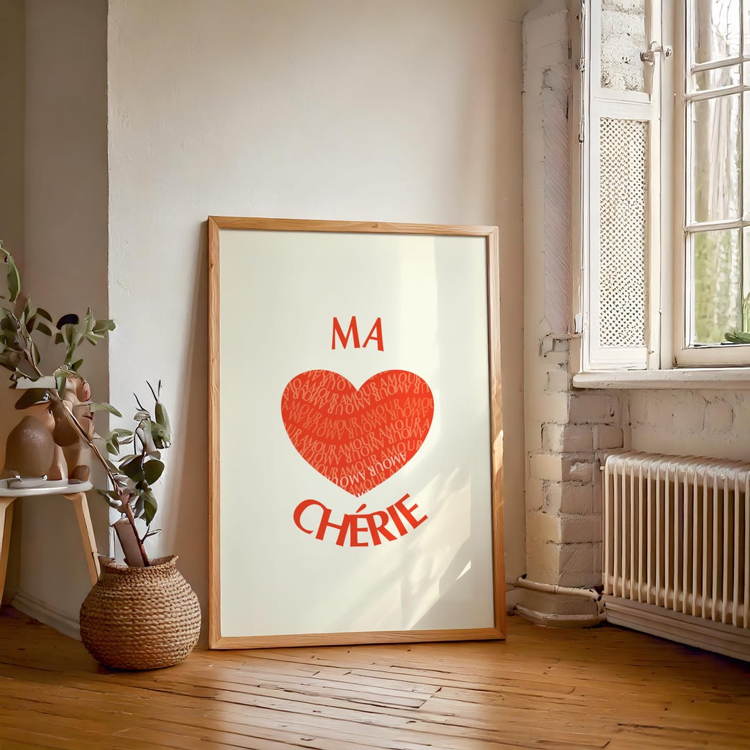 French Love Wall Art - Ma Cherie Amour Heart Design - Etsy