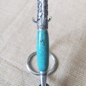 Hand Crafted Turquoise Spalted Tamarind Wood Botanical Custom Writing Pen