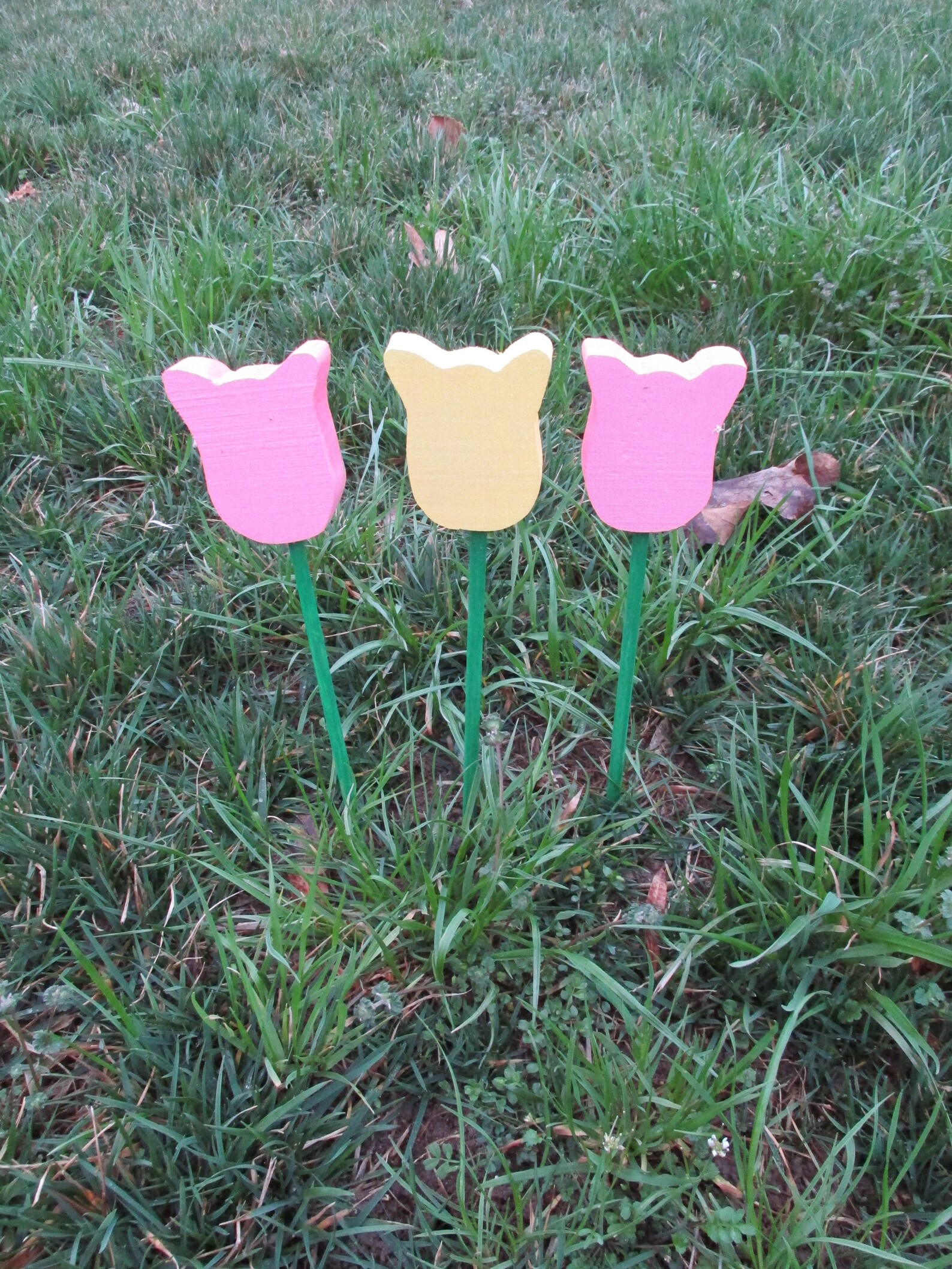 Handmade Wooden Tulip Spring Flower Lawn Yard Etsy