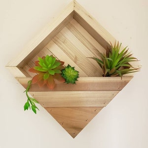 Handcrafted Wooden Hanging Shadow Box - Wall Planter Indoor Decor - Wooden Plant Holder