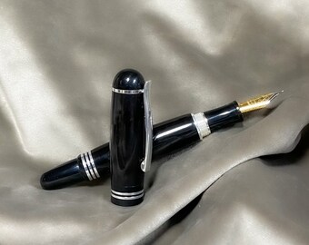 Rare Gaboon Ebony Fountain Pen with Jowo No. 6 Medium Nib | Fine & EF Nib Available | Jet Black Exhibition Grade Polished to Glass Finish