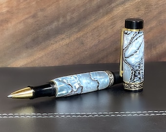 Custom Made Fountain Or Rollerball Pen | Glossy Handmade Pen | Choice of Rollerball Or Fountain Pen | Gold Trim