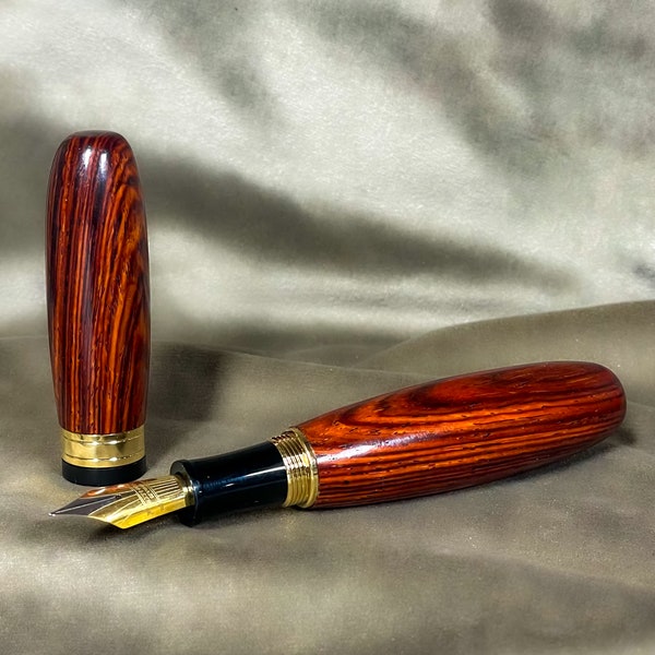 Bespoke Fountain Pen | Rosewood Fountain Pen | Cocobolo Handmade Fountain Pen | Closed End Fountain Pen | Handcrafted Pen for Collector