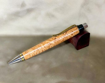 Curly Maple Burl Ballpoint Pens - Laced with Birdseye - MakingShavingz