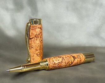 Unique Rollerball Pen Handmade From Cherry Burl Wood | Custom Wooden Pen | Personalized Wood Pen | Custom Engraving Available