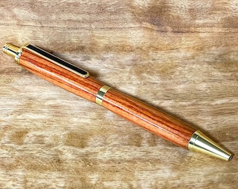 Brazilian Tulipwood Ballpoint Click Pen | Rosewood Pen | Exotic Wood EDC Pen | Custom Pen For Collectors | Beautiful Wooden Pen