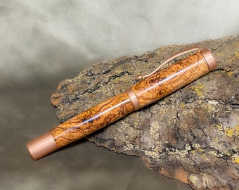 Penna stilografica unica fatta a mano in legno di radica di ciliegio / Penna stilografica in legno personalizzata / Penna stilografica in legno personalizzata / Incisione laser disponibile