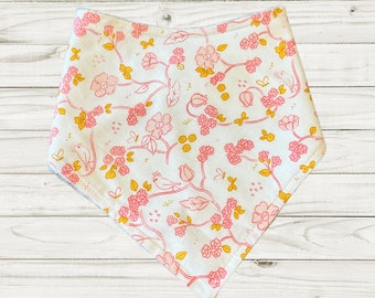 Pink Floral & Birds Baby Bib