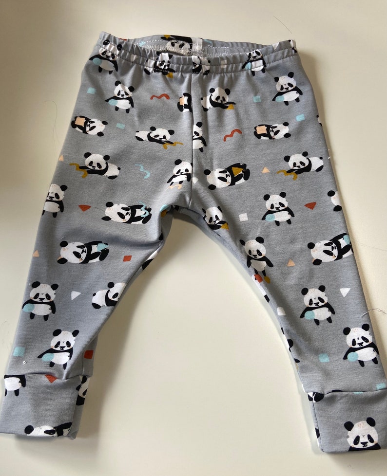Slobberscarves Pandas Organic Cotton Cuffed Baby Leggings 3-6 months