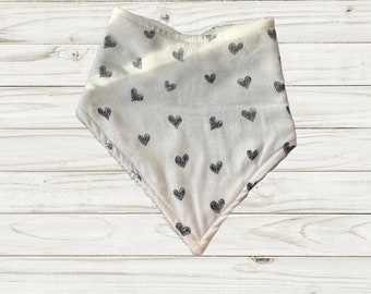 Black Scribble Hearts Baby Bib