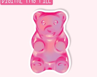 Pink Gummy Bear PNG / Quirky PNG / Sticker PNG / Cute Girly Png / Design Digital Download