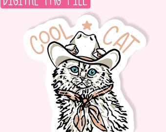 Cool Cat PNG / Quirky PNG / Sticker PNG / Cute Girly Png / Design Digital Download