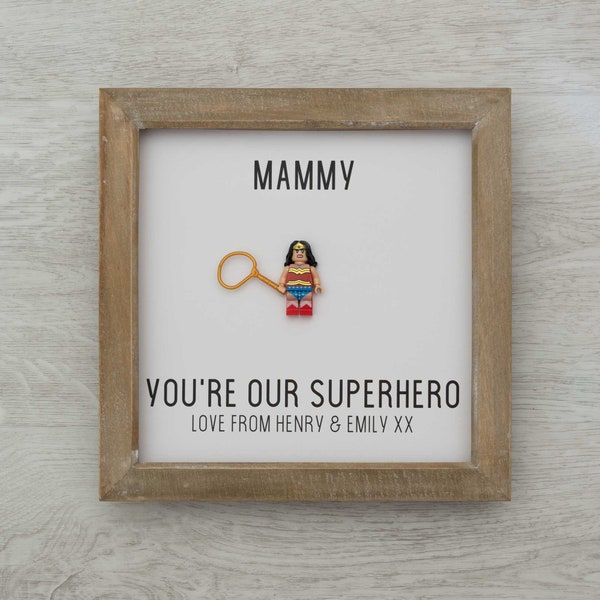 Personalised Superhero Gift for Mum, Gift for Mummy, Gift for Nana Personalised Superhero Minifigure Frame, Mother's Day Gift