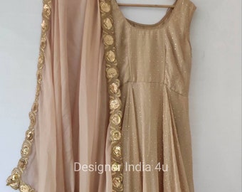 Made-to-Measure Salwar Kameez Suit: Mukesh Work, Organza Dupatta